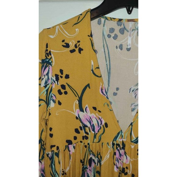 Free People Dress Tunic Size Small Yellow Floral - Picture 3 of 7